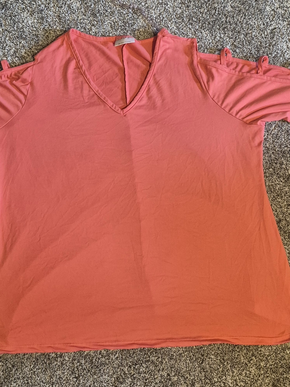 Bobbie Brooks Coral Cold-Shoulder V-Neck Tee